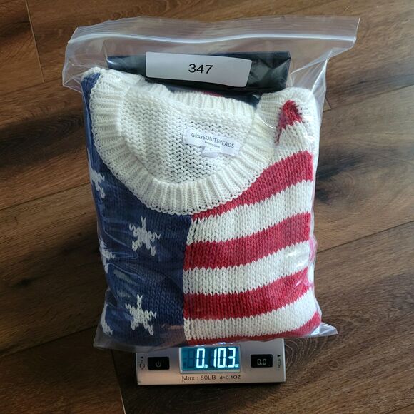 GRAYSON THREADS Sweater Flag Crew Neck Knit Small Lightweight Patriotic Pullover - Picture 11 of 11